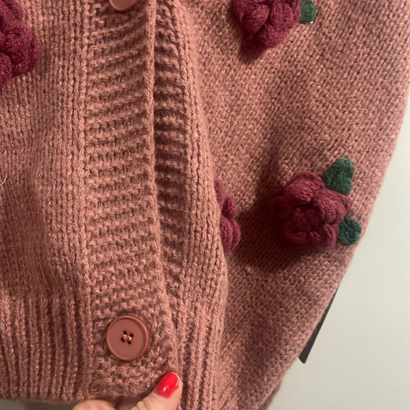 Luna Ivy Pink Open Cardigan Pink with Cherry Details - Picture 6 of 9